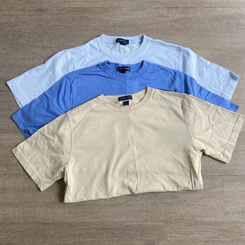 Land's‎ End Men's Bundle Short Sleeve T-Shirts Size Small 34-36 100% Cotton 1356